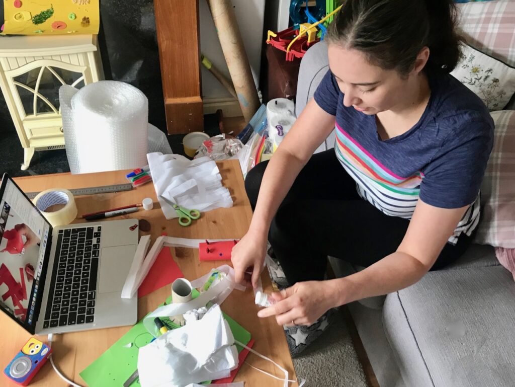 Becky creating one of the crafts